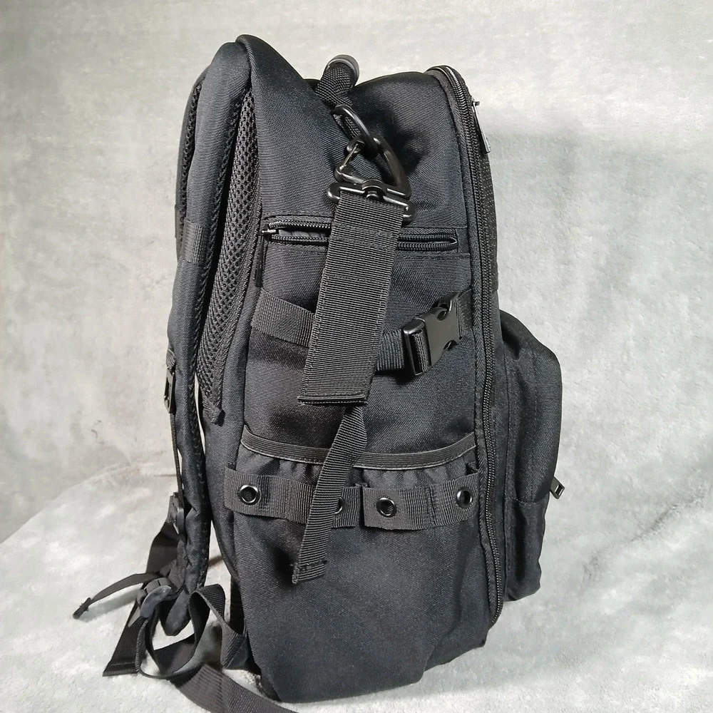 Dude Dad Tactical Diaper Bag Backpack Mens Black Canvas Utility Travel